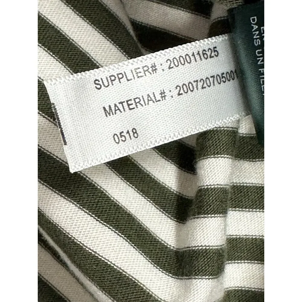 Lauren Ralph Lauren Women Large Shirt Stripe Green Cotton Modal Military Support - Picture 9 of 9